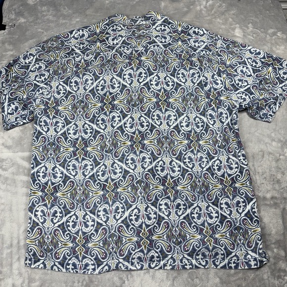 Tommy Bahama Shirt Mens XLX 100% Silk Blue Floral Print Short Sleeve Button Up - Picture 7 of 8